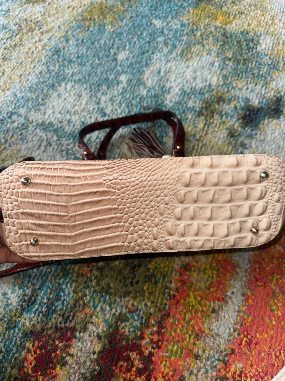 Brahmin Two-Tone Croc-Embossed Satchel in Burgundy and Cream SEND BEST OFFER❤️ - Picture 8 of 9